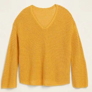 OLD NAVY- Slouchy Crochet V-Neck Sweater